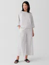Eileen Fisher Organic Cotton Ripple Checkered Wide-leg Pant In White