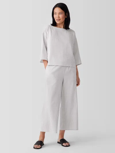 Eileen Fisher Organic Cotton Ripple Checkered Wide-leg Pant In White