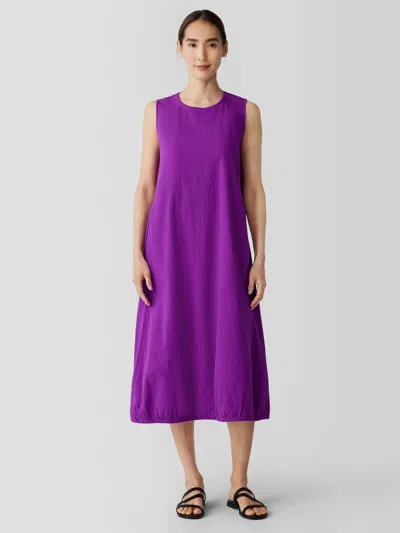 Eileen Fisher Organic Cotton Ripple Lantern Dress In Purple