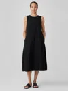 Eileen Fisher Organic Cotton Ripple Lantern Dress In Black