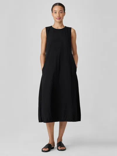 Eileen Fisher Organic Cotton Ripple Lantern Dress In Black