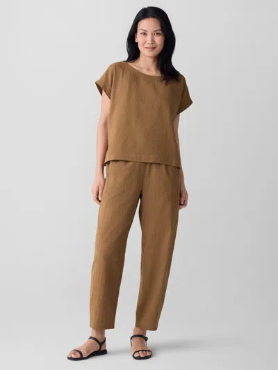 Eileen Fisher Organic Cotton Ripple Lantern Pant In Brown