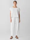 Eileen Fisher Organic Cotton Ripple Lantern Pant In White