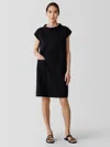 Eileen Fisher Organic Cotton Ripple Mock Neck Dress In Black