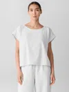 Eileen Fisher Organic Cotton Ripple Square Top In Neutral