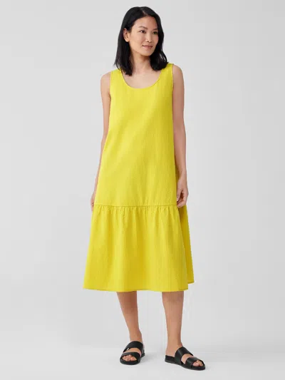 Eileen Fisher Organic Cotton Ripple Tiered Dress In Yellow