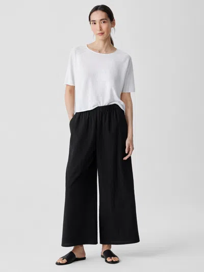 Eileen Fisher Organic Cotton Ripple Wide-leg Pant In Black