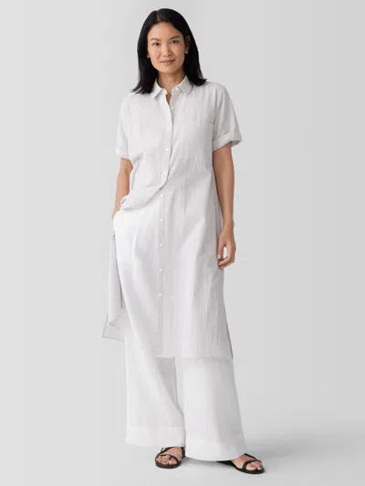 Eileen Fisher Organic Cotton Ripple Checkered Shirtdress In White