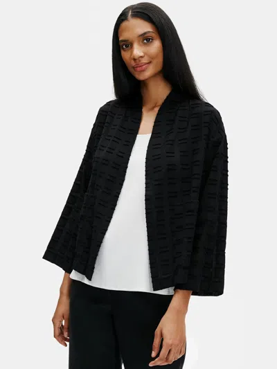 Eileen Fisher Organic Cotton Shadow Square Jacket In Black