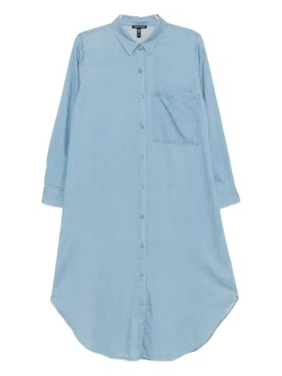 Eileen Fisher Organic Cotton Shirt Dress In Blue