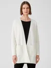 Eileen Fisher Organic Cotton Silk Cardigan In White