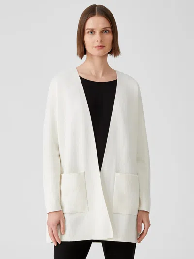 Eileen Fisher Organic Cotton Silk Cardigan In White