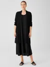 Eileen Fisher Organic Cotton Silk Cord Long Cardigan In Black