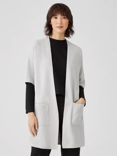 Eileen Fisher Organic Cotton Silk Elbow-sleeve Cardigan In White