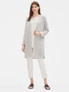 Eileen Fisher Organic Cotton Silk Maxi Cardigan In White