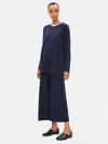 Eileen Fisher Organic Cotton Silk Round Neck Tunic In Blue