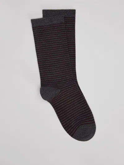 Eileen Fisher Organic Cotton Skinny Stripe Sock In Gray