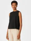 Eileen Fisher Organic Cotton Slub Crew Neck Tank In Black