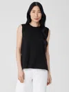 Eileen Fisher Organic Cotton Slub Crew Neck Tank In Black