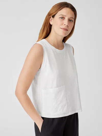 Eileen Fisher Organic Cotton Slub Crew Neck Tank In White