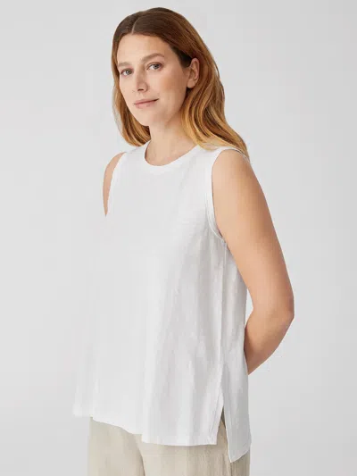 Eileen Fisher Organic Cotton Slub Crew Neck Tank In White