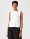 Eileen Fisher Organic Cotton Slub Crew Neck Tank In White