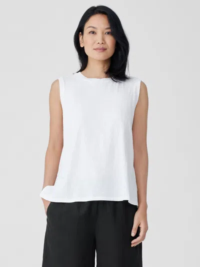 Eileen Fisher Organic Cotton Slub Crew Neck Tank In White