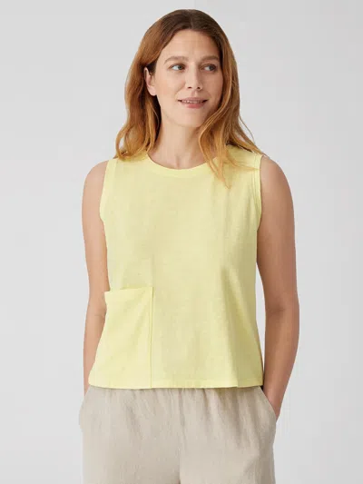 Eileen Fisher Organic Cotton Slub Crew Neck Tank In Yellow
