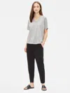 Eileen Fisher Organic Cotton Slub Melange V-neck Tee In Gray