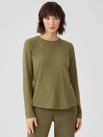 EILEEN FISHER ORGANIC COTTON SLUB ROUND NECK TEE