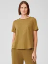 Eileen Fisher Organic Cotton Easy Jersey Crew Neck Tee In Brown