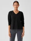Eileen Fisher Organic Cotton Slub V-neck Top In Black