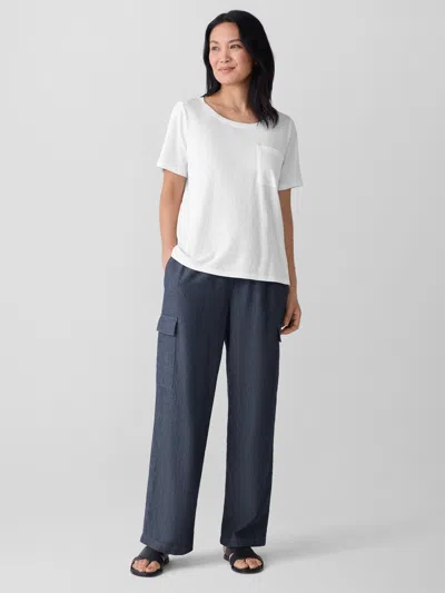 Eileen Fisher Organic Cotton Slubby Jersey Pocket Tee In White