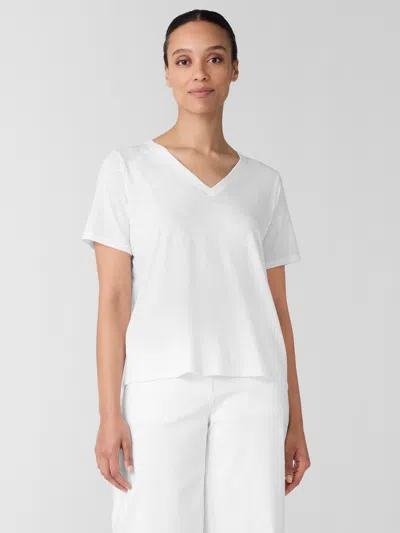 Eileen Fisher Organic Cotton Slubby Jersey V-neck Tee In Multi