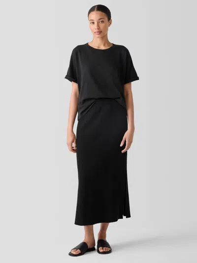 Eileen Fisher Organic Cotton Slubby Rib Knit A-line Skirt In Black