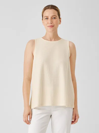 Eileen Fisher Organic Cotton Slubby Rib Knit Crew Neck Tank In Pink