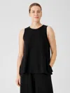 Eileen Fisher Organic Cotton Slubby Rib Knit Crew Neck Tank In Black