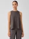 Eileen Fisher Organic Cotton Slubby Rib Knit Crew Neck Tank In Brown