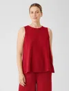Eileen Fisher Organic Cotton Slubby Rib Knit Crew Neck Tank In Red