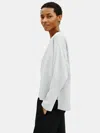Eileen Fisher Organic Cotton Speckle Knit Box-top In White