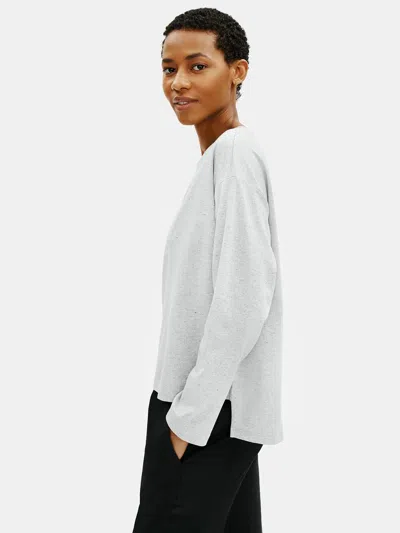 Eileen Fisher Organic Cotton Speckle Knit Box-top In White