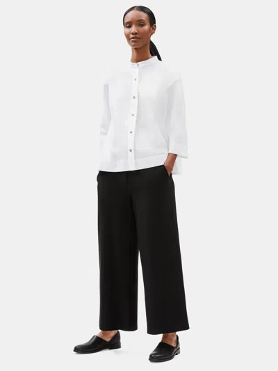 Eileen Fisher Organic Cotton Stand Collar Shirt In White