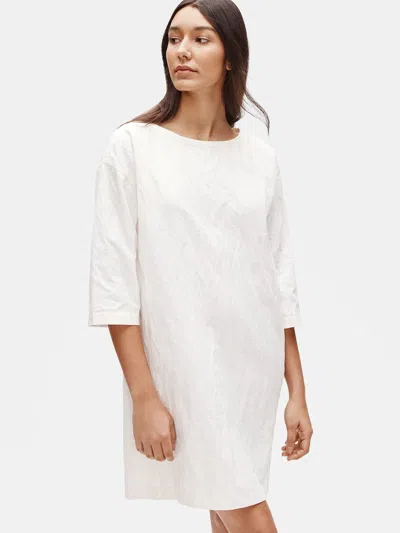 Eileen Fisher Organic Cotton Steel Shift Dress In White