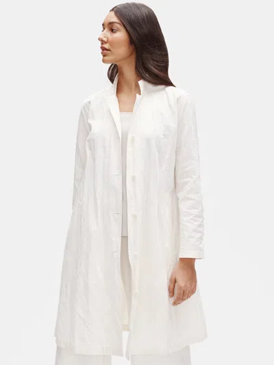 Eileen Fisher Organic Cotton Steel Stand Collar Coat In White