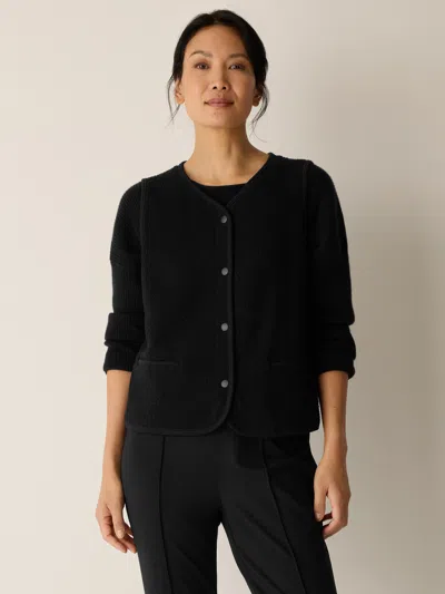 Eileen Fisher Organic Cotton Stretch Boucle Vest In Black