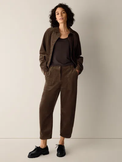 Eileen Fisher Organic Cotton Stretch Corduroy Arch Pant In Brown