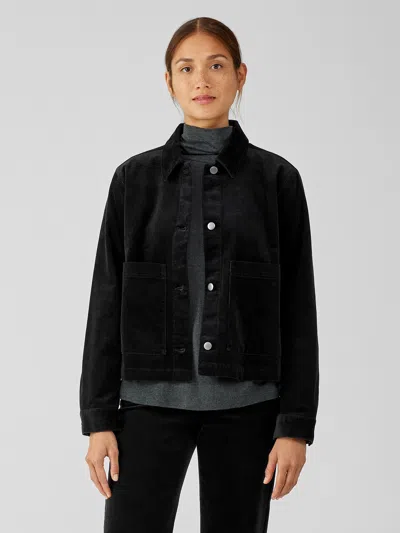 Eileen Fisher Organic Cotton Stretch Corduroy Jacket In Black