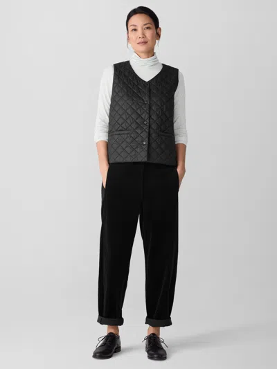 Eileen Fisher Organic Cotton Stretch Corduroy Lantern Pant In Black