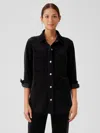 Eileen Fisher Organic Cotton Stretch Corduroy Shirt Jacket In Black