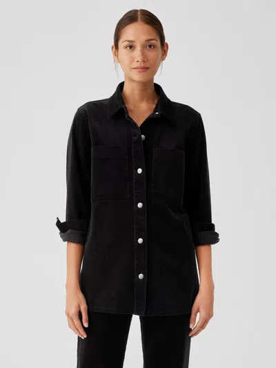 Eileen Fisher Organic Cotton Stretch Corduroy Shirt Jacket In Black